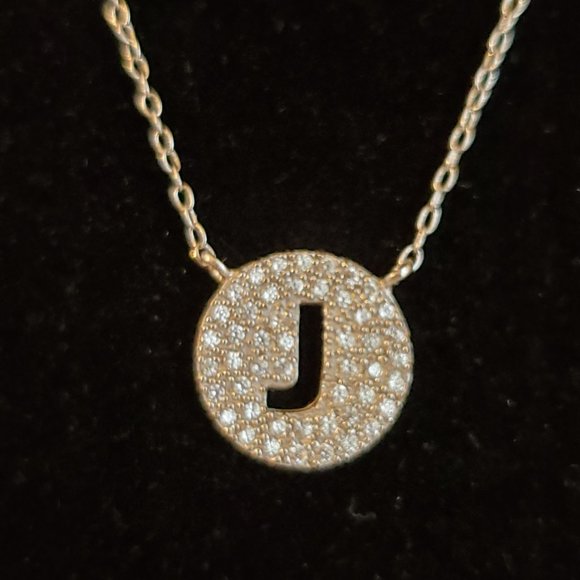 Sterling 925 "J" Pendant with Attached Sterling Chain - Picture 2 of 3